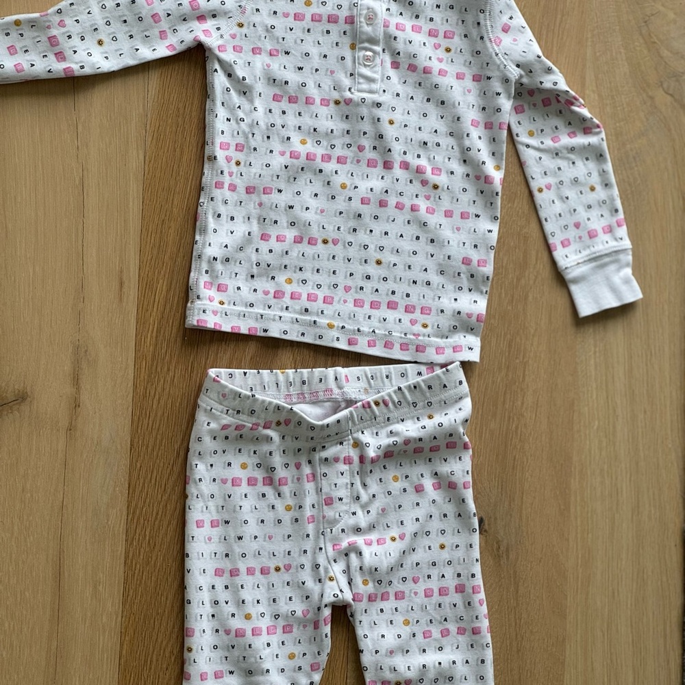 Roller Rabbit + Little Words Project White and Pink Patterned Pajamas